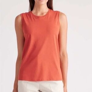 NEW Quince Orange Rust Sleeveless Crew Neck Tank Top Women's Size S